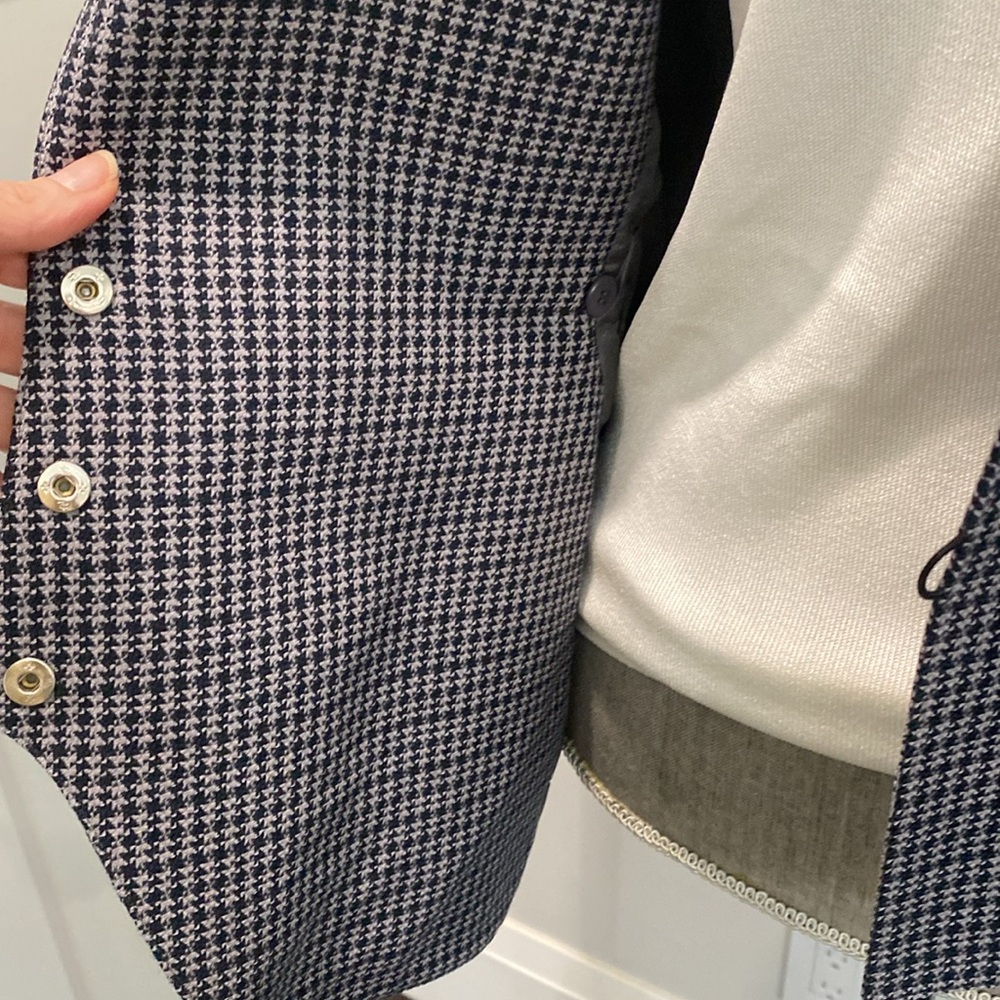 Thierry Mugler Asymmetrical Blazer Vintage Size 40  Sculptural Wool Houndstooth - Picture 13 of 16